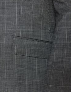 Zweiteiler Anzug – Slim Fit – 80s Wolle – Zweireiher – grau kariert