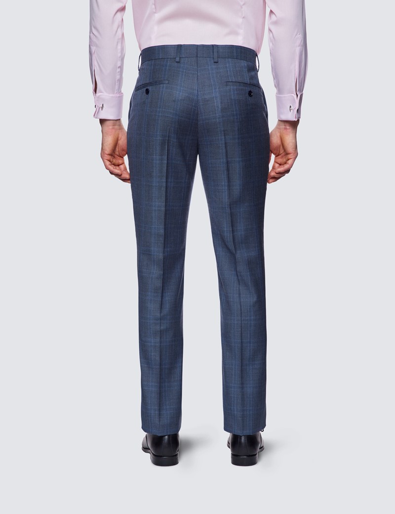 Zweiteiler Anzug – Slim Fit – 120s Wolle – 2-Knopf Einreiher – blau kariert