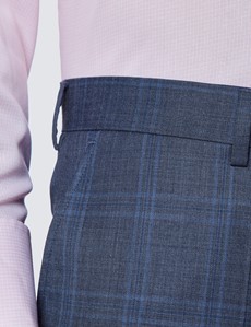 Dreiteiler Anzug – Slim Fit – 120s Wolle – 2-Knopf Einreiher – blau kariert