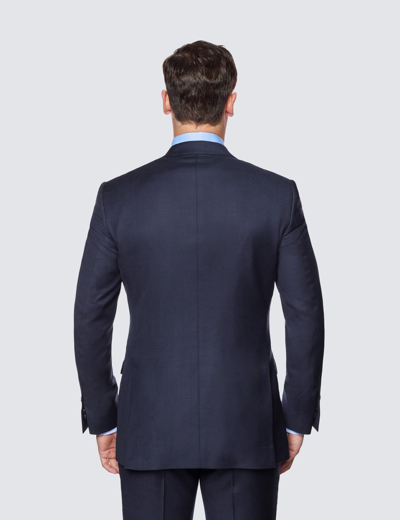 100% Wool Men's Navy Tonal Check 3 Piece Slim Fit Suit | Hawes 