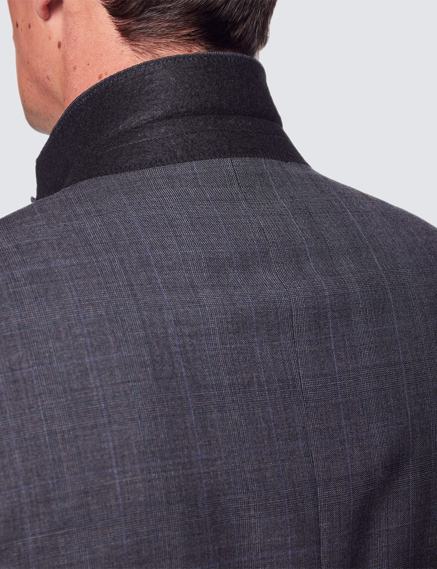 Men's Grey & Blue Prince of Wales Check Classic Fit Suit Jacket | Hawes ...