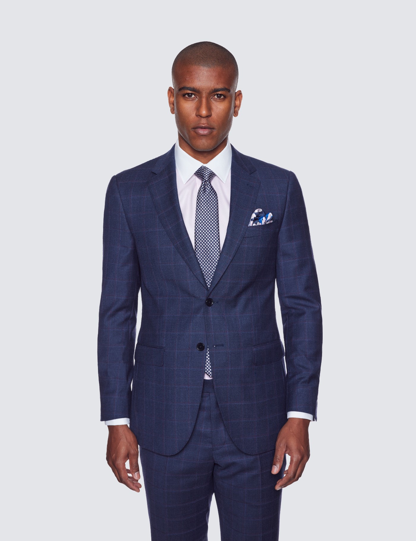 Men's Blue & Plaid Fit Suit Jacket Hawes & Curtis