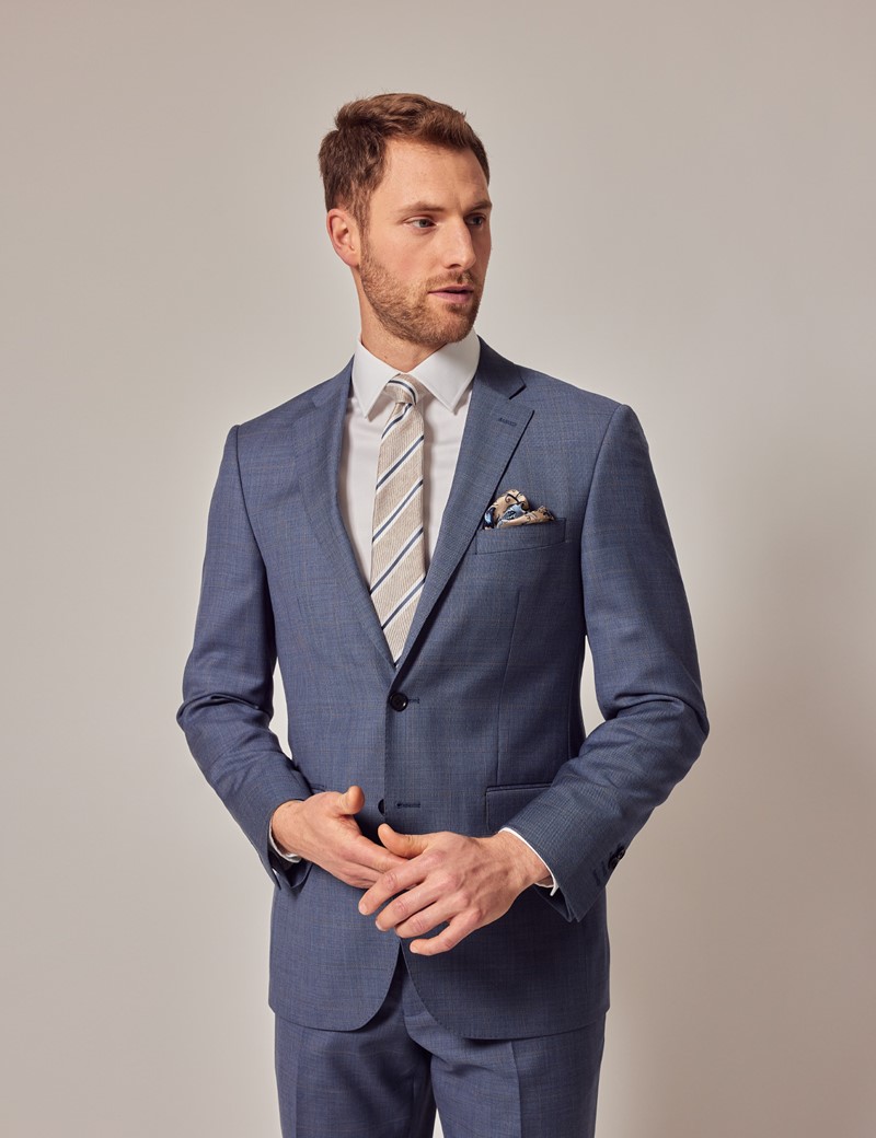 Blue & Brown Windowpane Check Classic Jacket | Hawes & Curtis