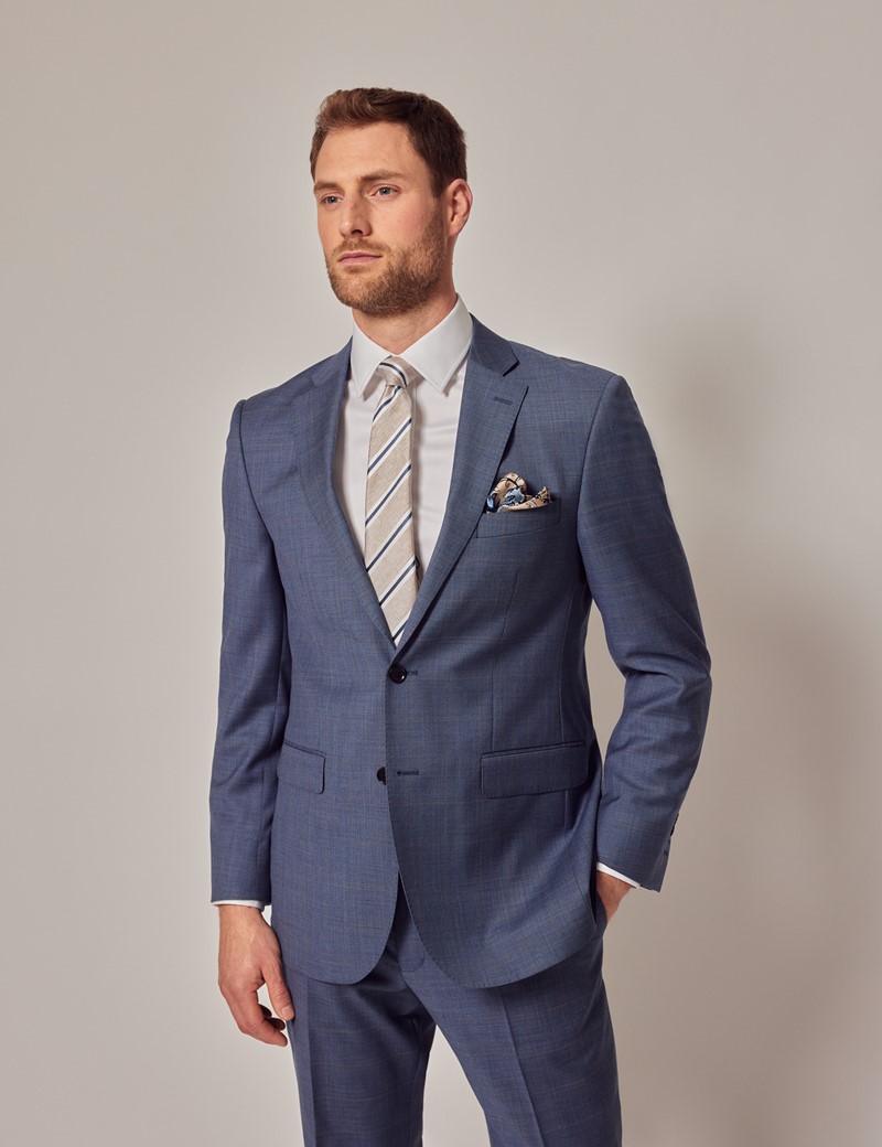 Blue & Brown Windowpane Check 2 Piece Classic Suit | Hawes & Curtis