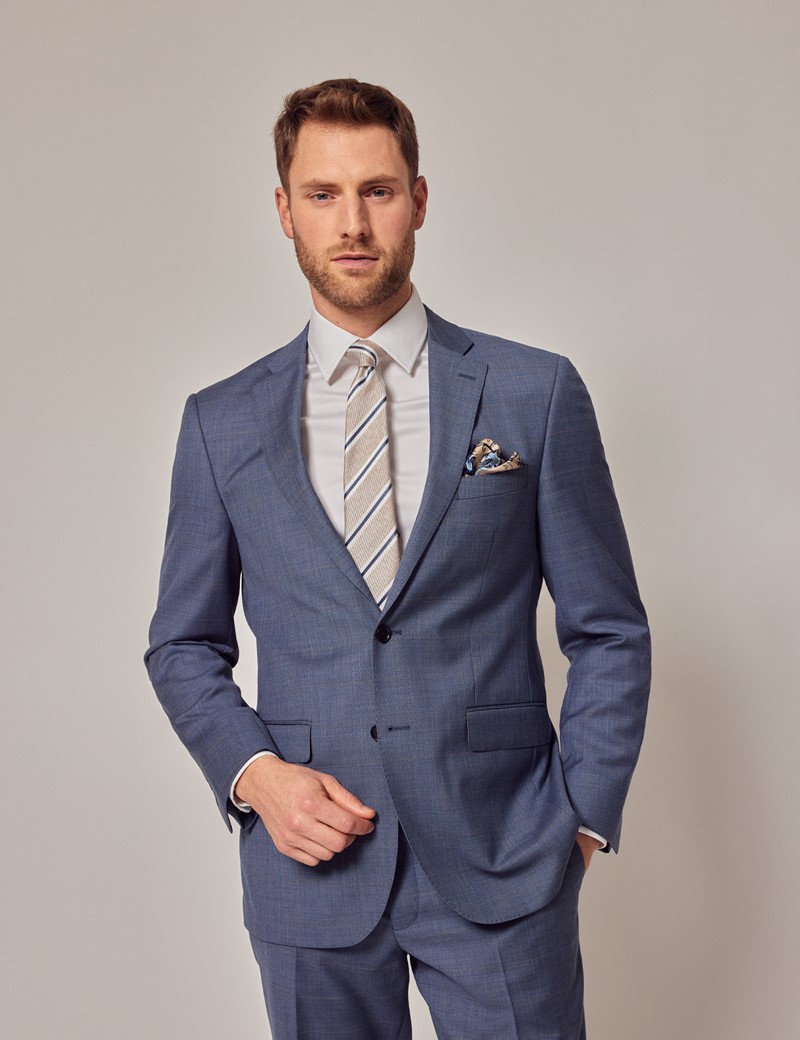 Blue & Brown Windowpane Check 2 Piece Classic Suit | Hawes & Curtis