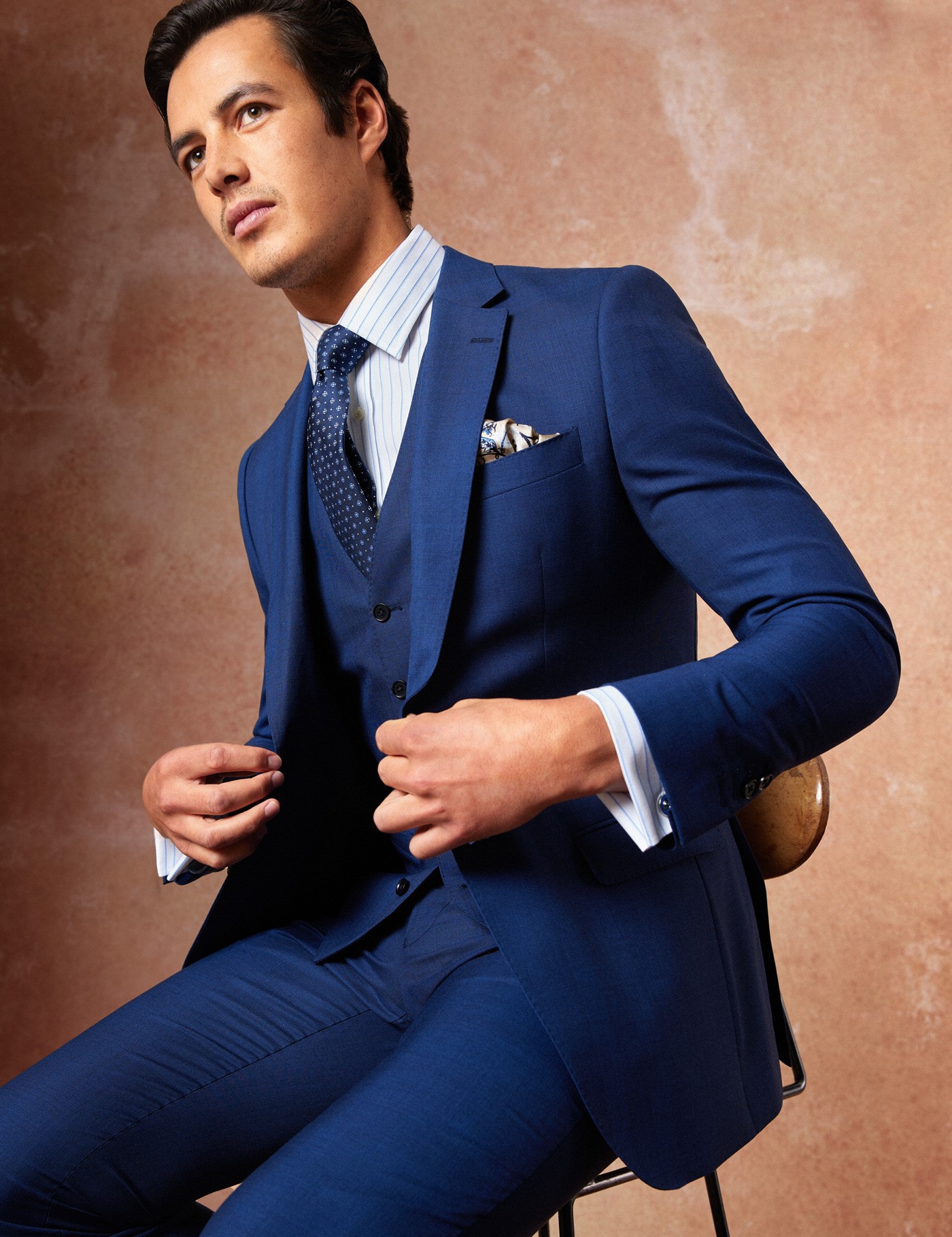 Blue Slim-Fit Suit 3-Piece  Blue slim fit suit, Slim fit suit men