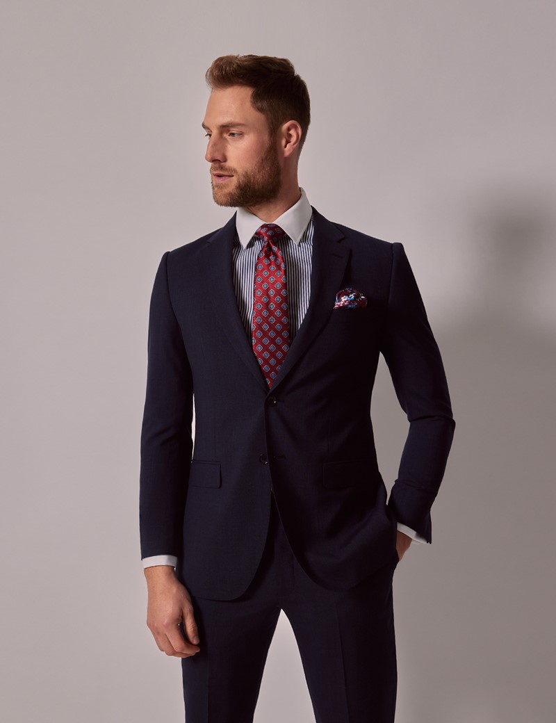 Men's Navy Check Slim Suit | Hawes & Curtis