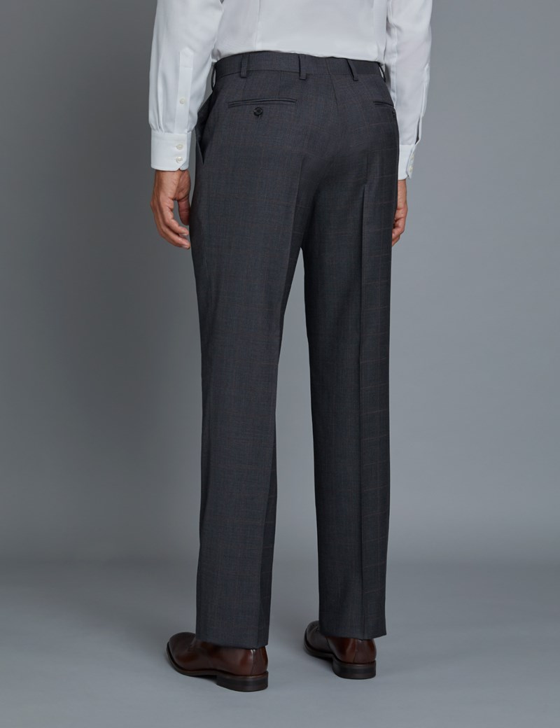 Men's Grey & Red Windowpane Classic Fit Suit Hawes & Curtis