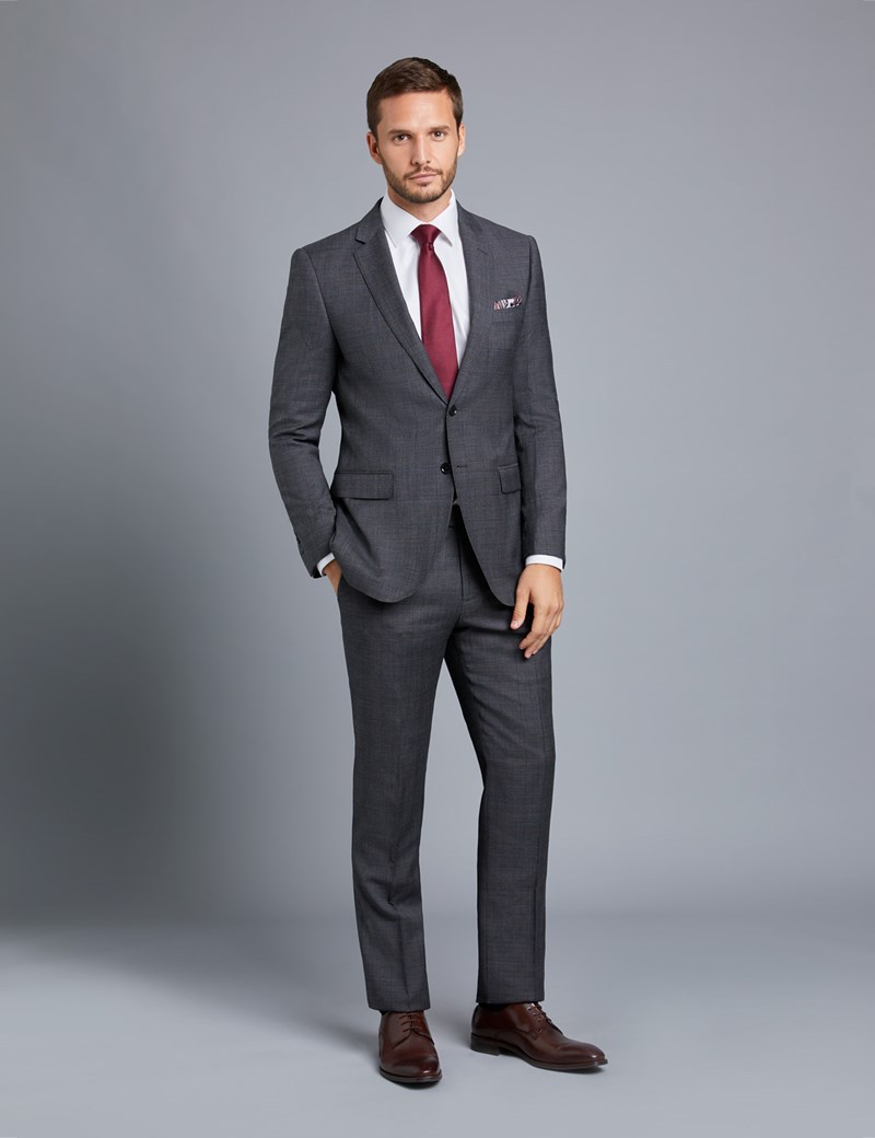 Men's Grey & Brown Prince Of Wales Plaid Slim Fit Suit Jacket | Hawes ...