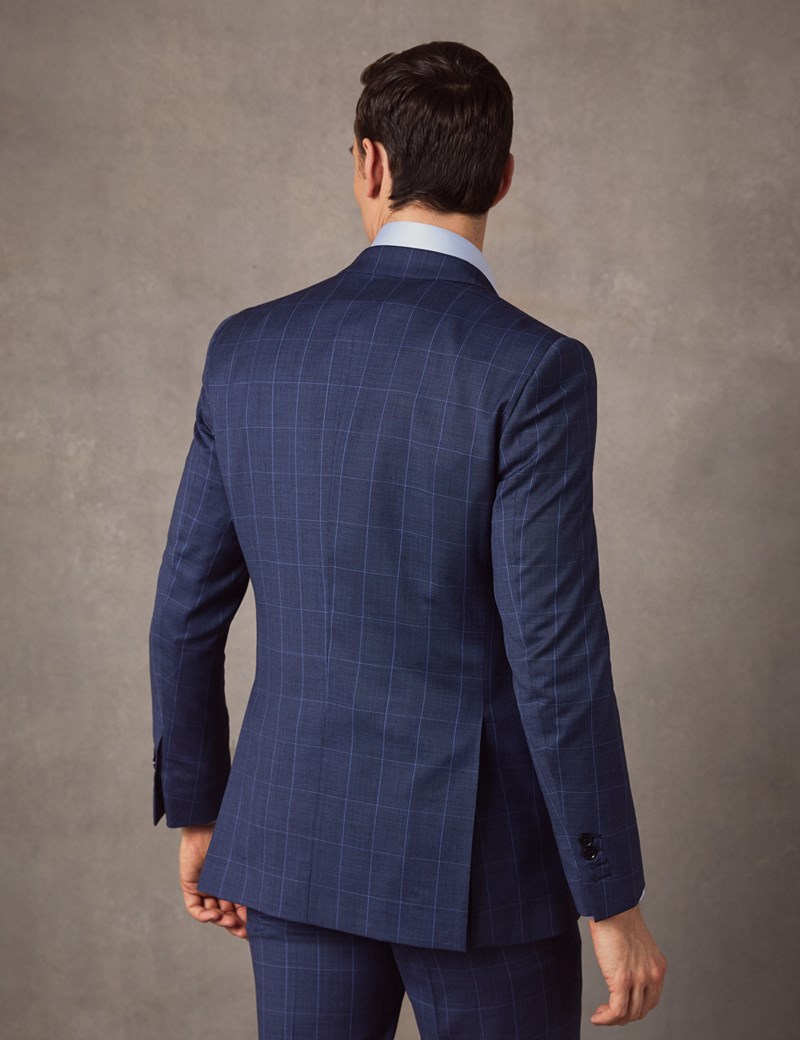 Men's Blue End On End Check Extra Slim Fit Suit Jacket