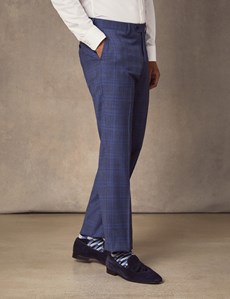 Men's Blue Two Tone Check Slim Fit Suit