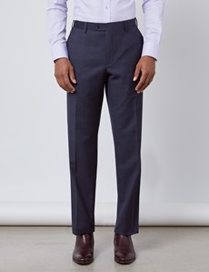 Men's Navy & Brown Windowpane Plaid Classic Fit Suit