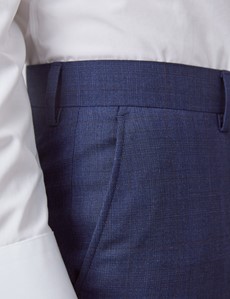 Anzug - Slim Fit - 100S Wolle - blau & braun Gittermuster