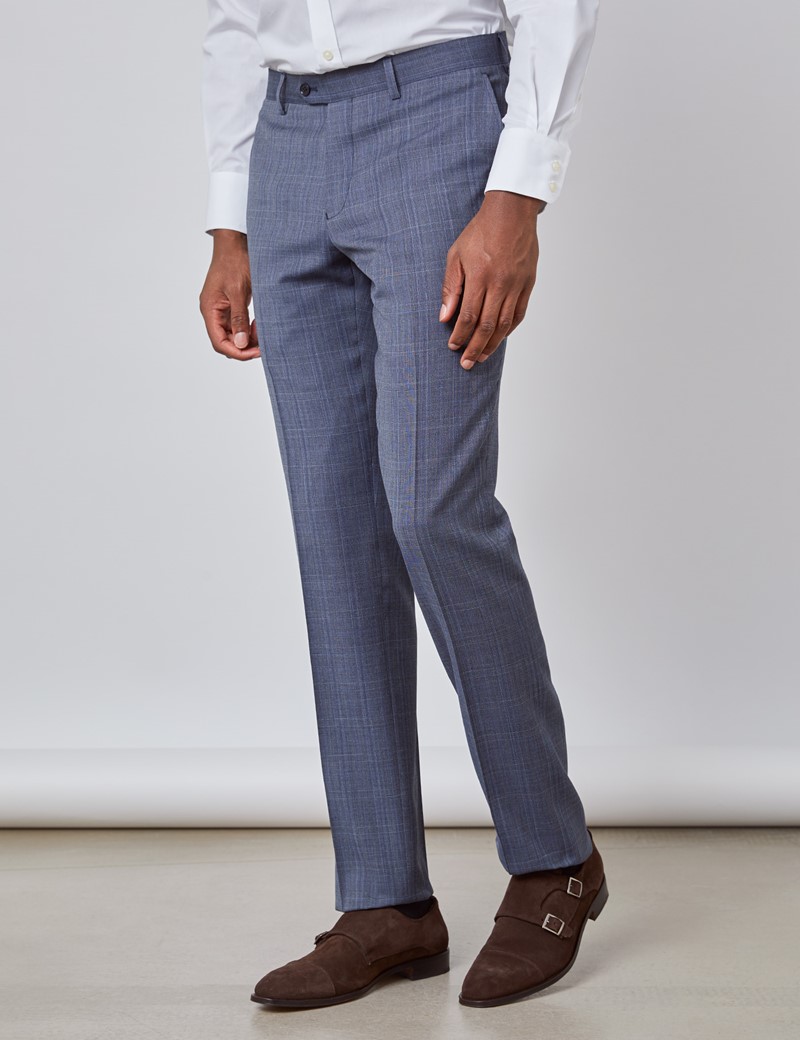 Men's Blue Tonal Plaid Slim Fit Suit