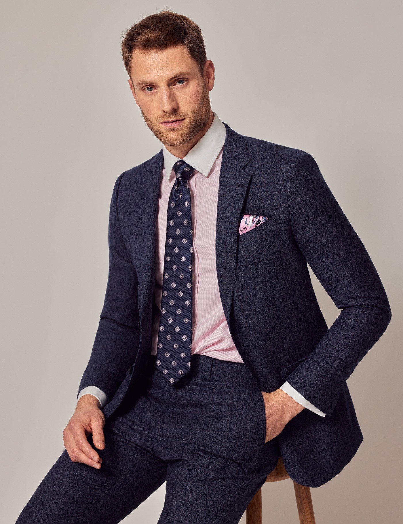 Hawes & Curtis Double Breasted Plaid Suit Jacket