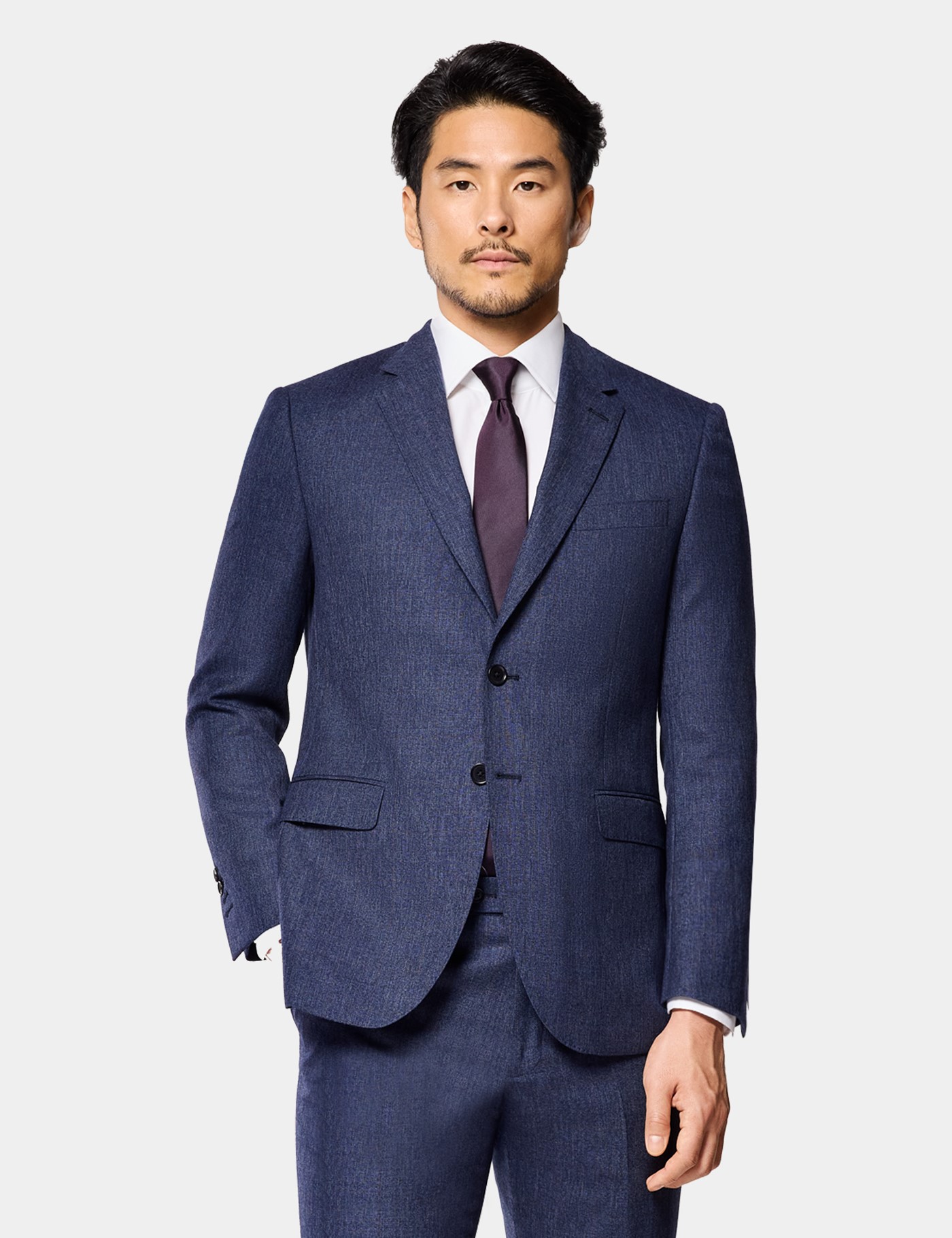 & Slim Fit & Red Prince Wales Check Suit Jacket short