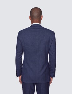 Zweiteiler Anzug – 100s Wolle – Slim Fit – 2-Knopf Einreiher – blau & rot Prince of Wales Karo