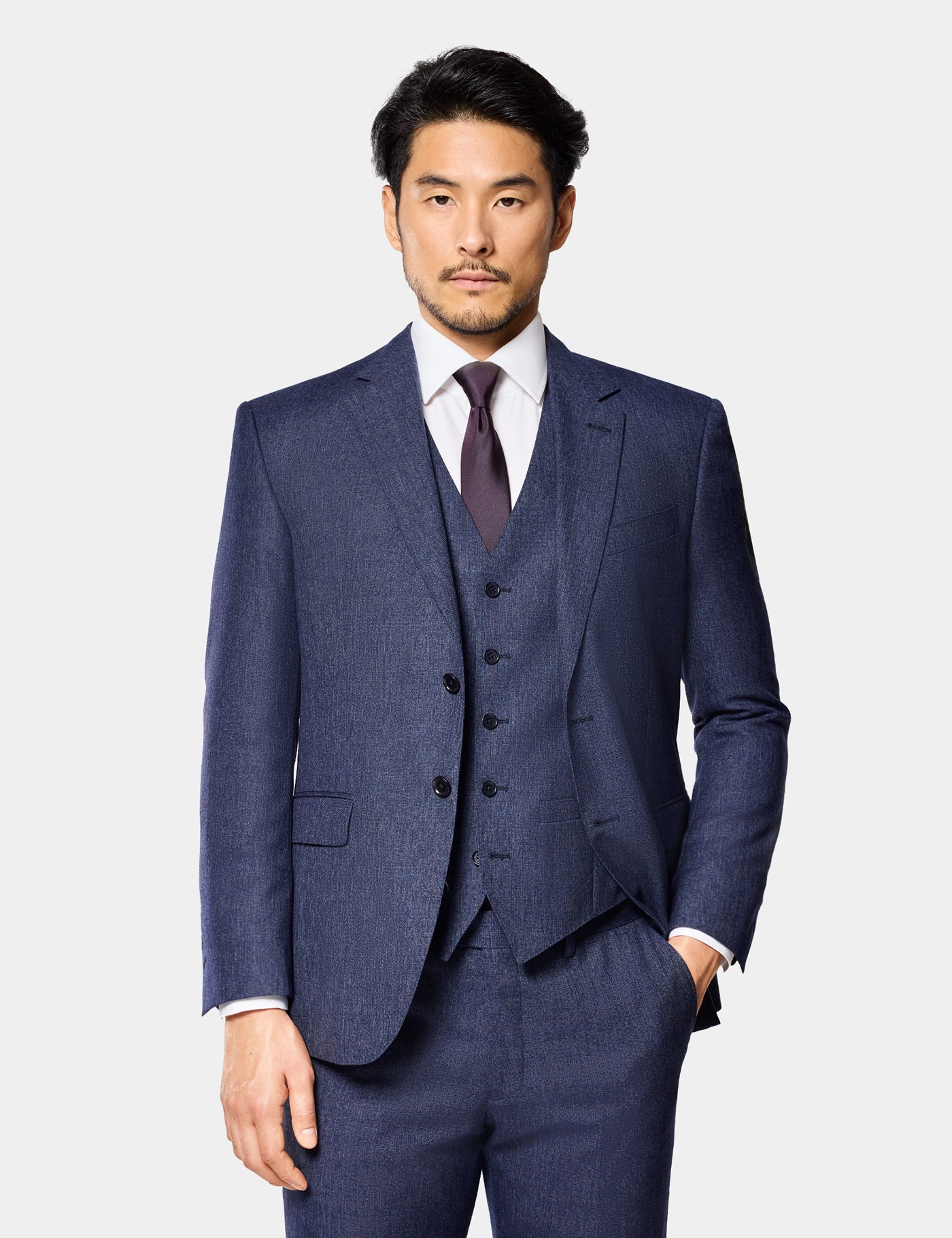 & Slim Fit & Red Prince Wales Check Suit One