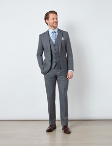 Men's Grey Tonal Check Slim Fit Suit Jacket