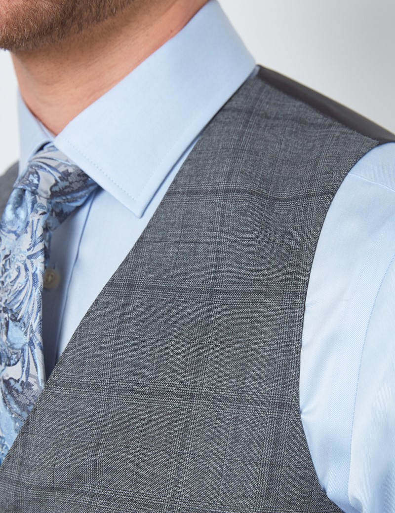 Men's Grey Tonal Check Slim Fit Suit