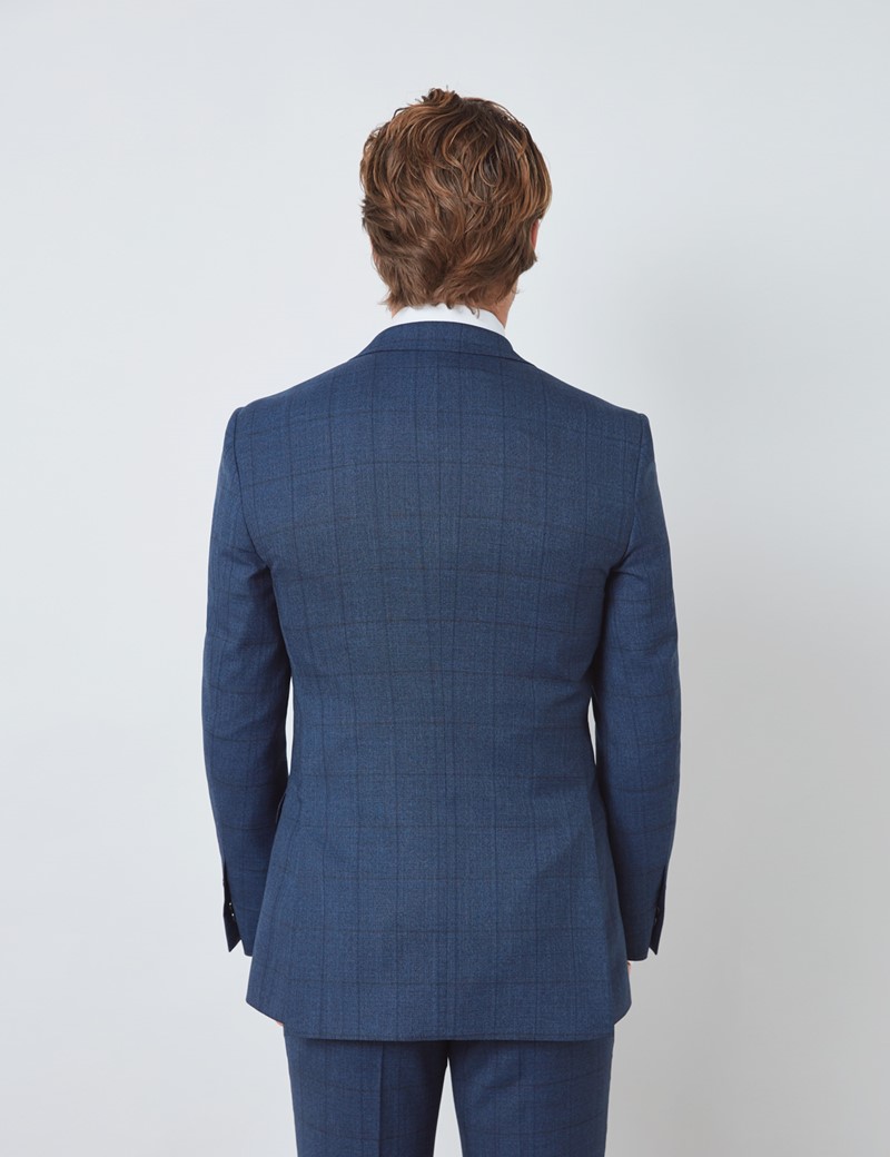 Men's Blue Check Slim Fit Suit Jacket