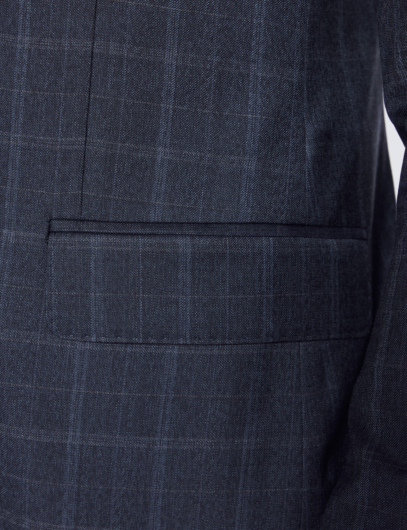 Dark Blue Windowpane Check Slim Suit Jacket | Hawes & Curtis
