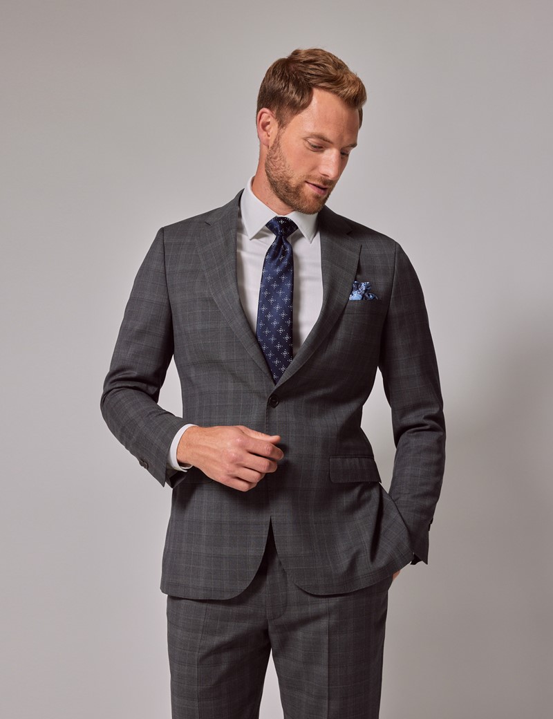 Men's Charcoal Check Tailored Suit - 1913 Collection | Hawes & Curtis