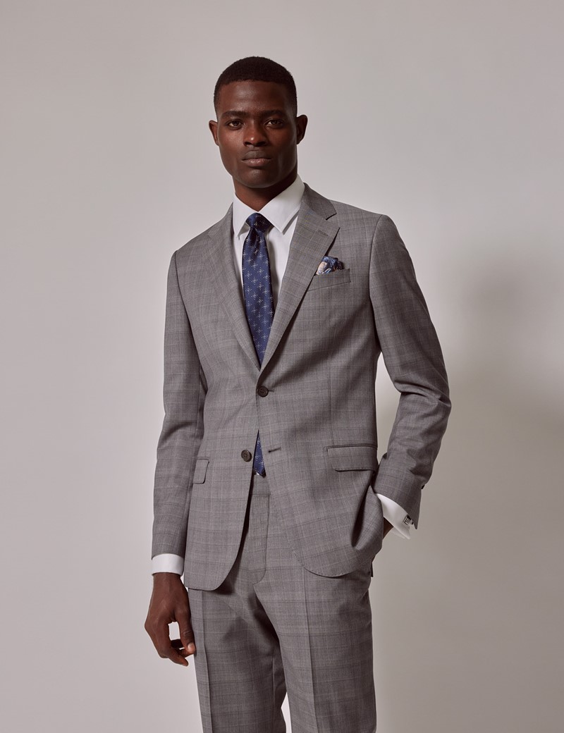 Men's Grey Check Tailored Fit Suit Jacket - 1913 Collection