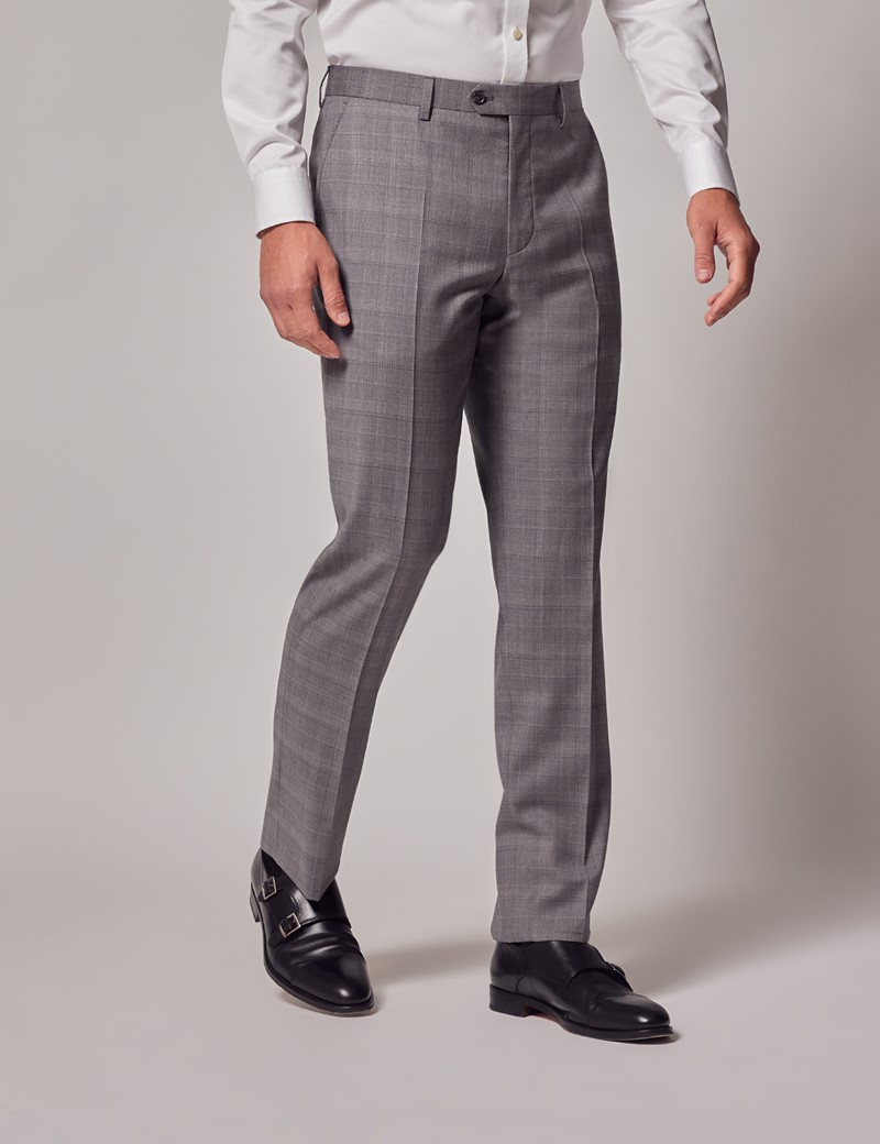 Men's Grey Check Tailored Fit 2 Piece Suit - 1913 Collection