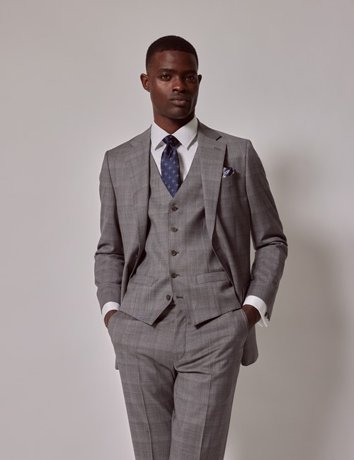 3 Pc. Men's Plaid Suit Super 180's Italian Wool land Cashmere Modern F -  Franky Fashion