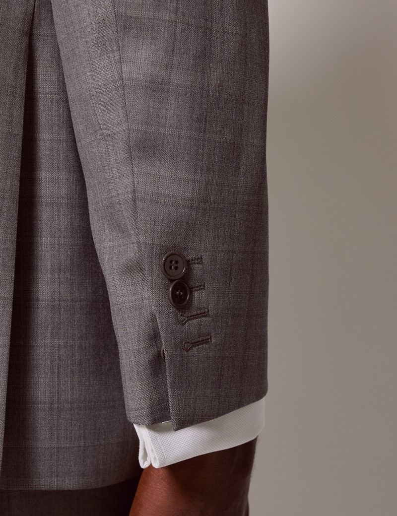 Men's Grey Check Tailored Fit 3 Piece Suit - 1913 Collection