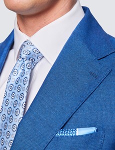 Men’s Royal Blue Italian Cotton Linen Slim Fit Suit - 1913 Collection 