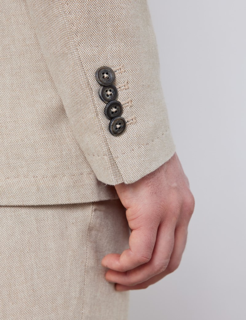 Men’s Stone Italian Cotton Linen Slim Fit Suit Jacket - 1913 Collection 