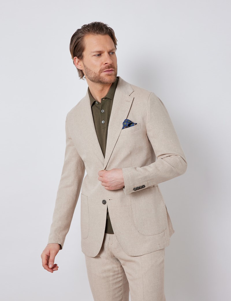 Men’s Stone Italian Cotton Linen Slim Fit Suit Jacket - 1913 Collection 