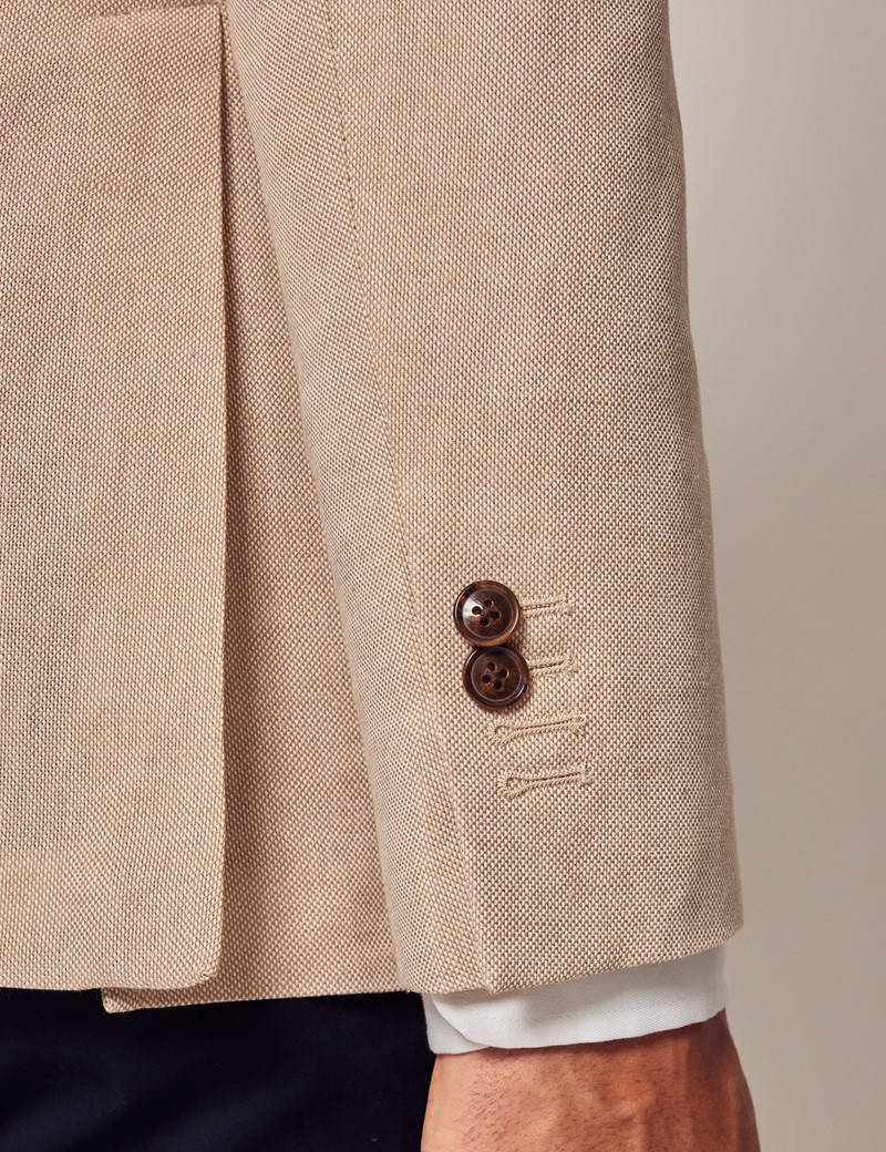 Men's Stone Italian Cotton Linen Slim Suit Jacket