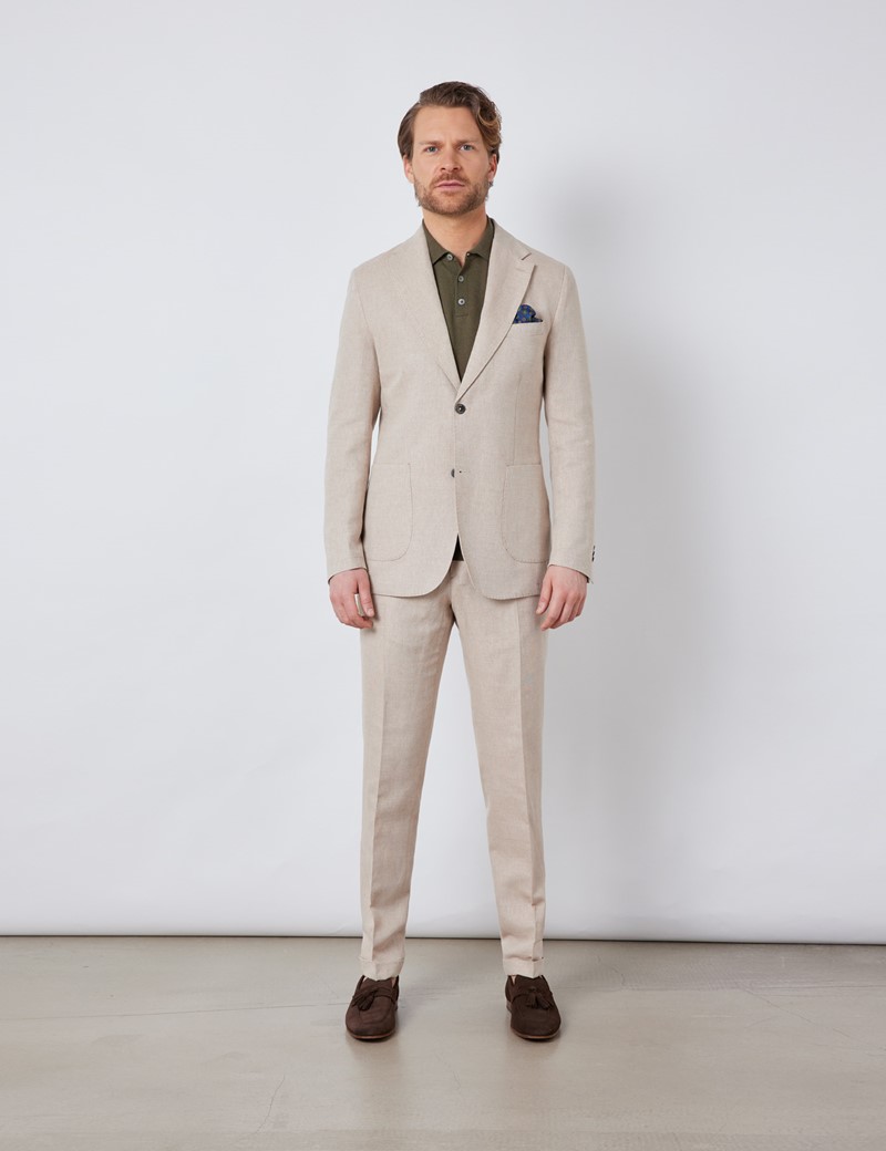 Men’s Stone Italian Cotton Linen Slim Fit Suit - 1913 Collection 