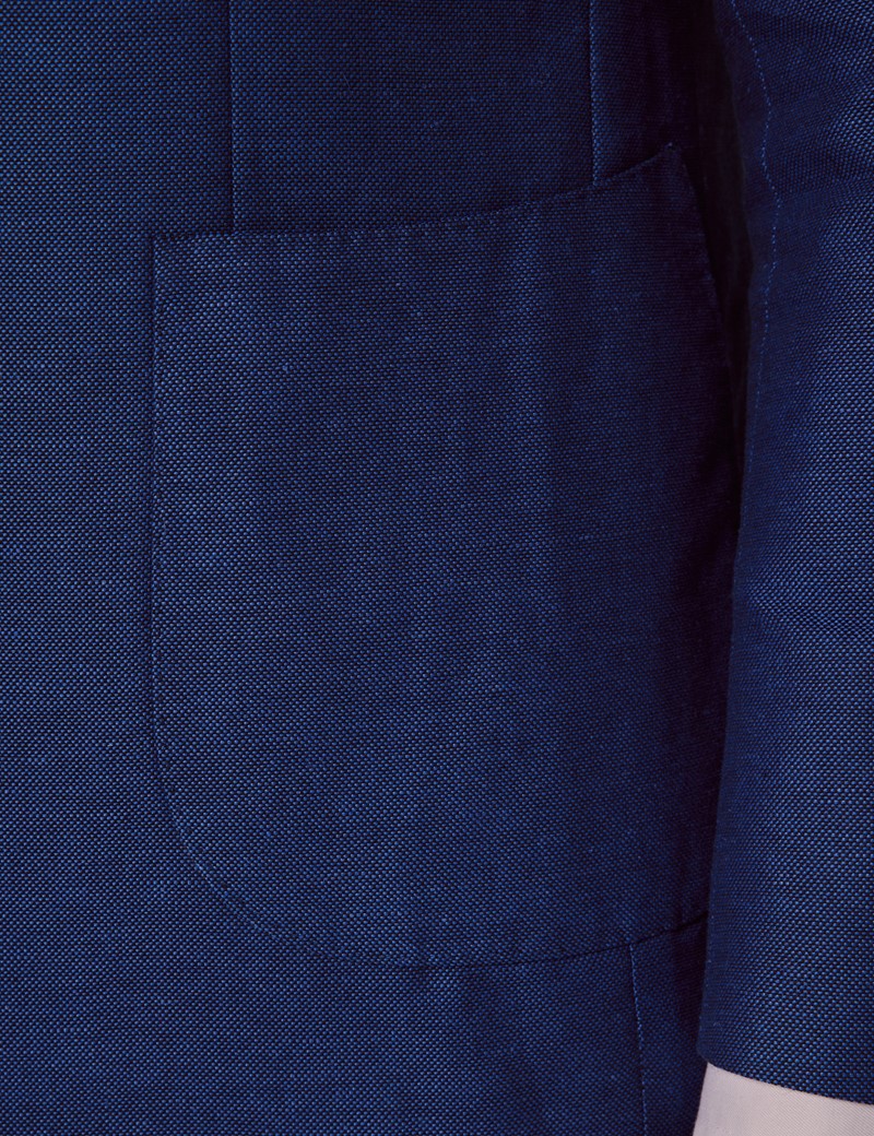Royal Blue Italian Cotton Linen Slim Suit Pants - 1913 Collection