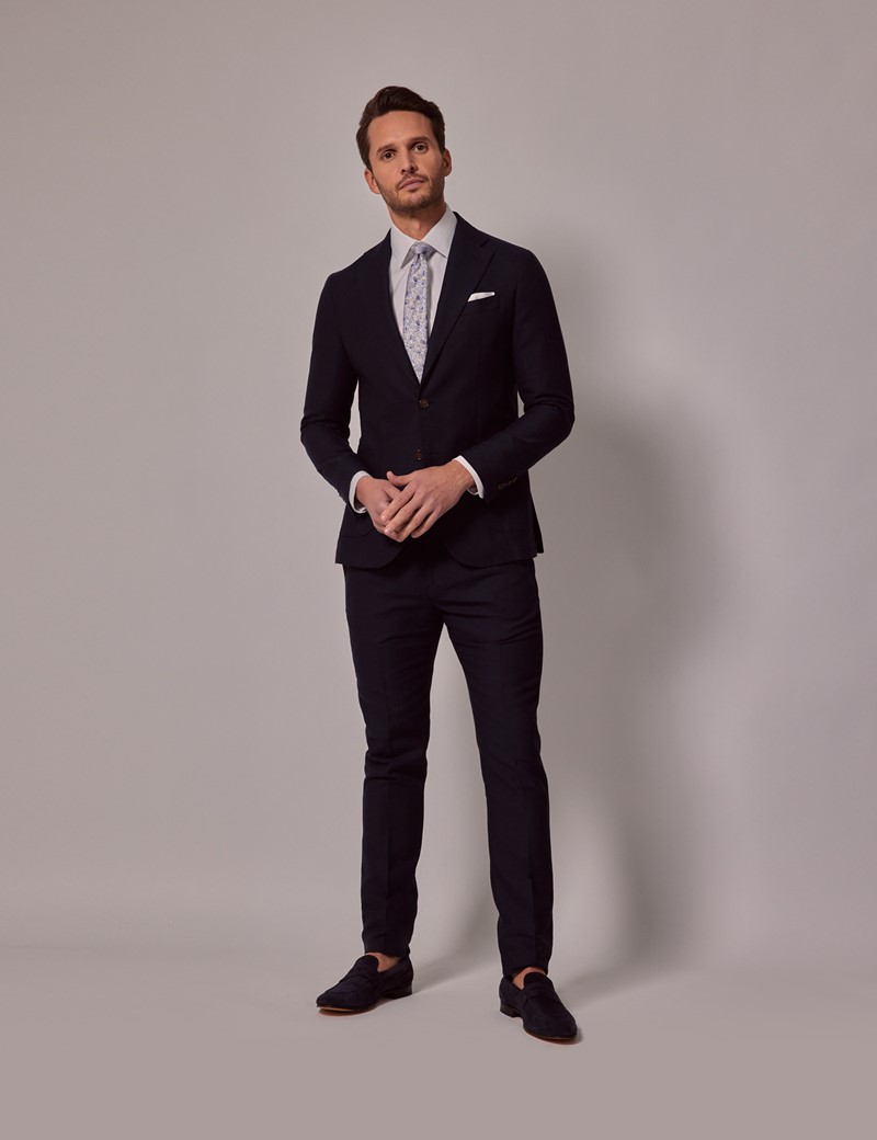 Tuxedo suit in linen and cotton