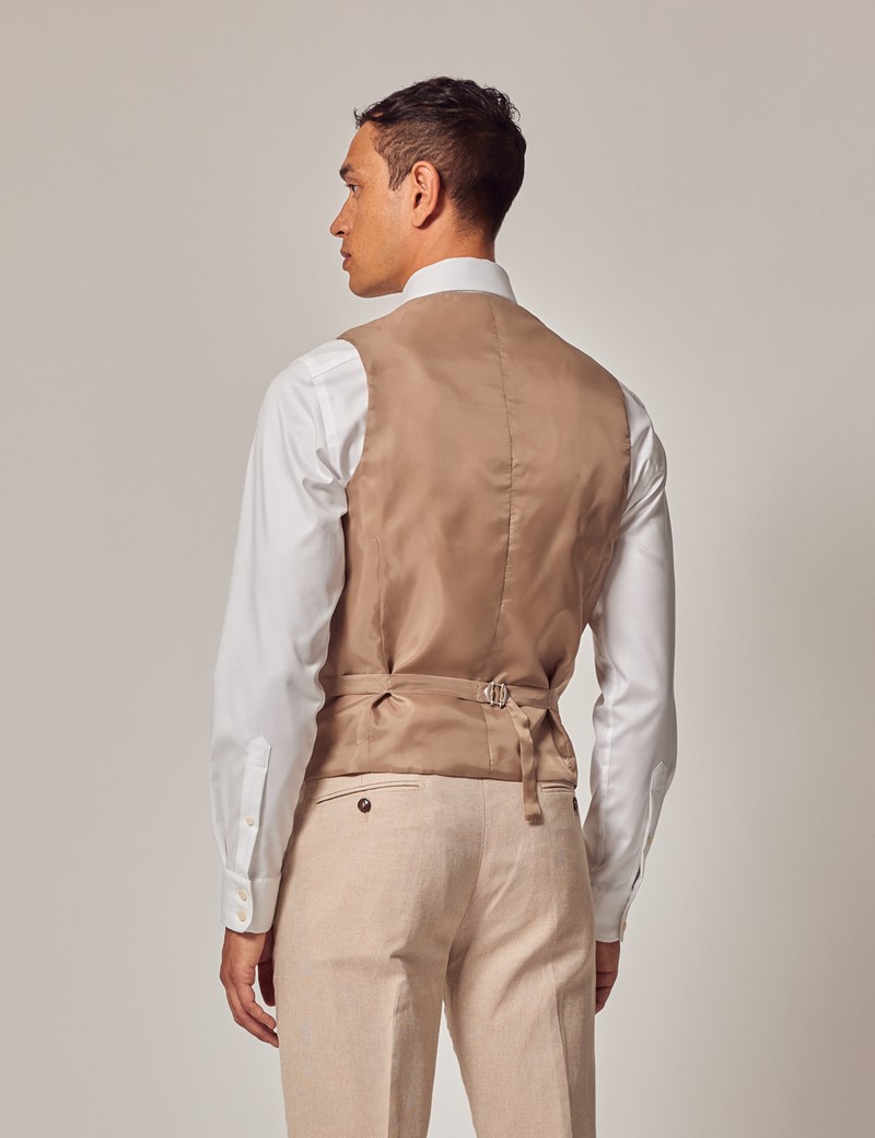 Men’s Stone 3 Piece Italian Cotton Linen Slim Fit Suit 1913