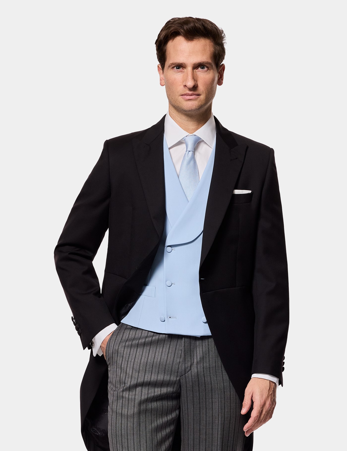 Hawes & Curtis Tailored Fit Black & Grey Morning Suit Jacket Size: 46 reg (EU 56)