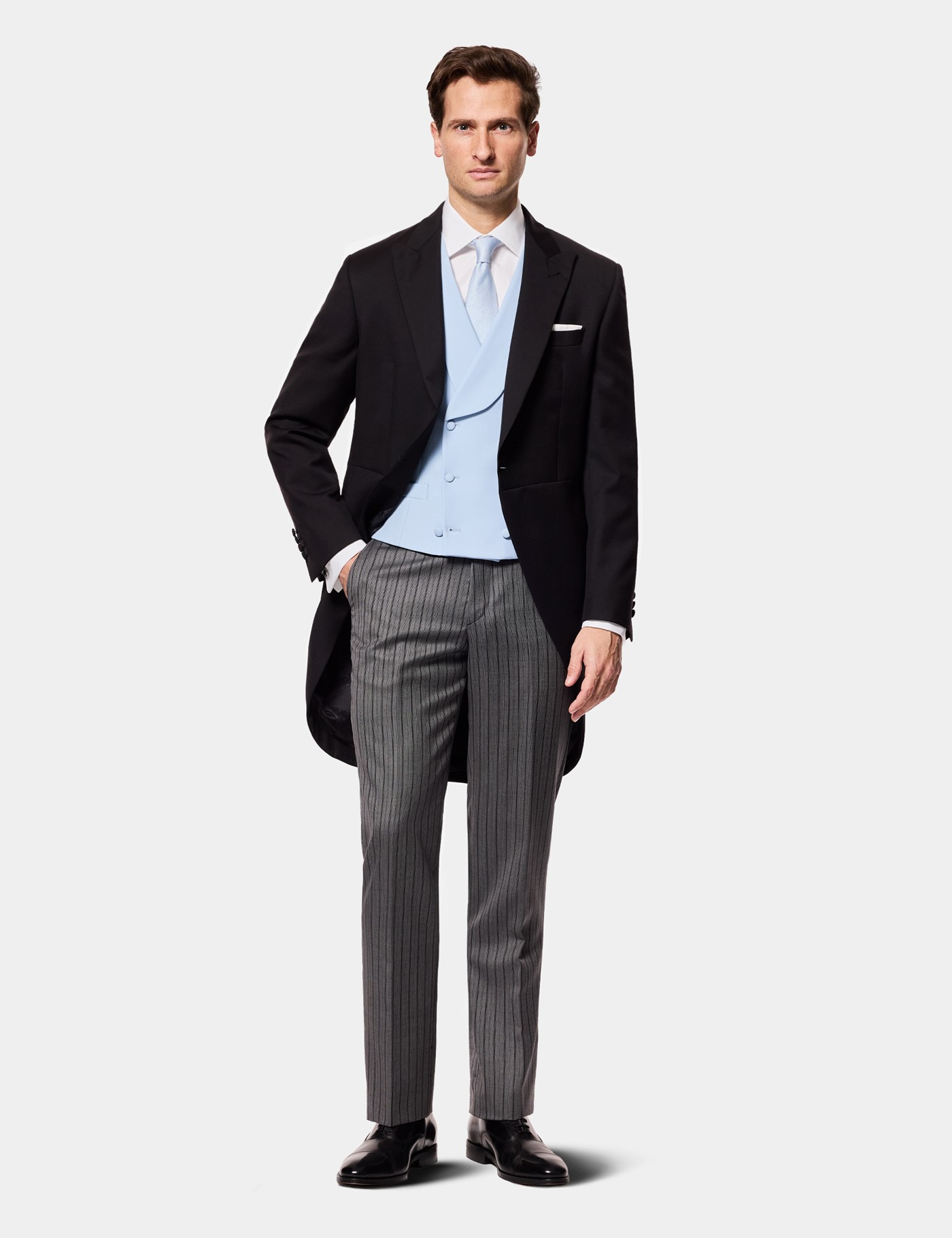 Hawes & Curtis Tailored Fit Black & Grey Morning Suit Jacket Size: 44 reg (EU 54) image 3