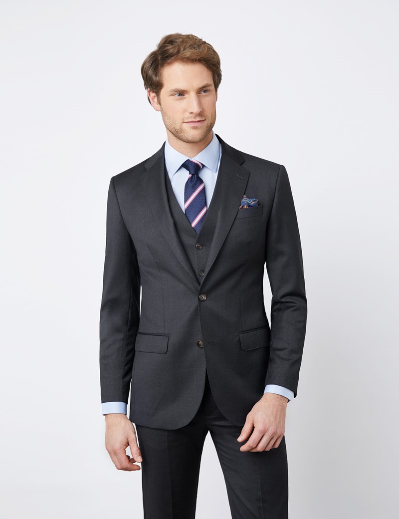 Men's Charcoal Tailored Fit Italian Suit Jacket - 1913 Collection