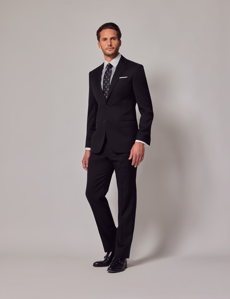 Men's Black Twill Weave Tailored Fit Suit – 1913 Collection | Hawes ...