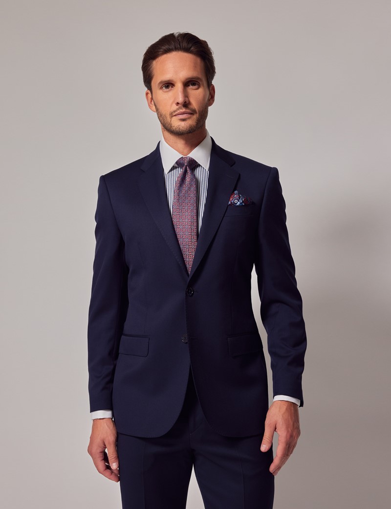 Men's Dark Blue Twill Tailored Italian Suit - 1913 Collection | Hawes ...