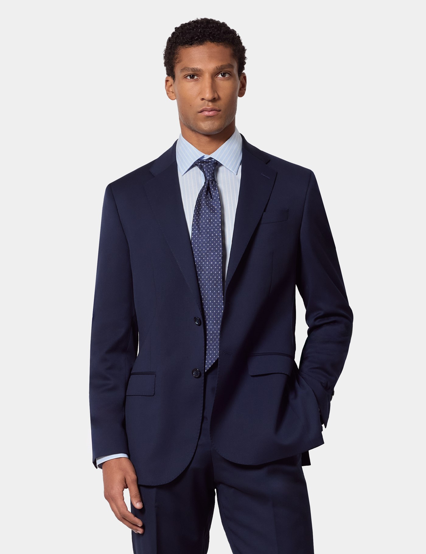 & Tailored Fit Dark Blue Twill 1913 Suit One