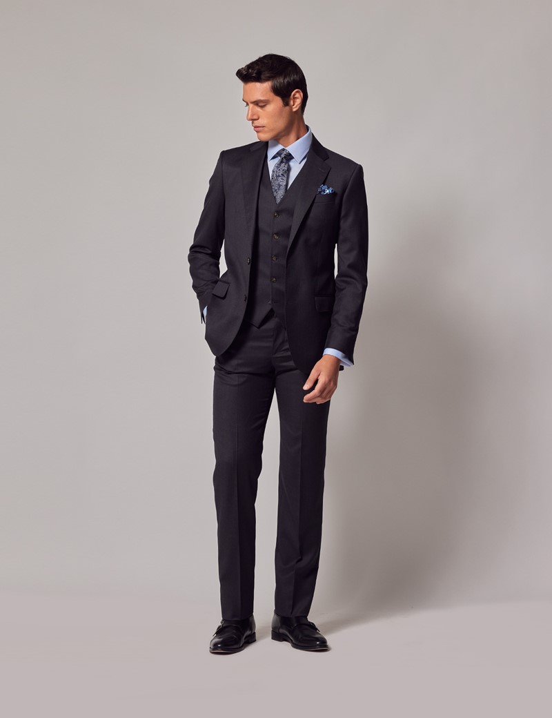 Men's Charcoal Italian Wool 3 Piece Tailored Fit Suit – 1913