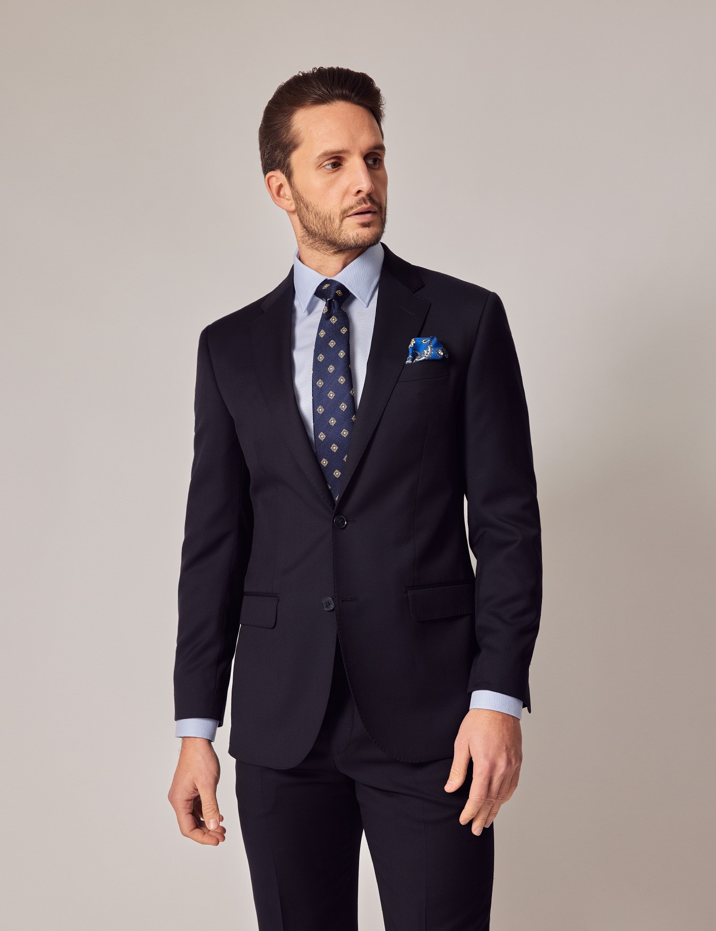 Men's Navy Italian Wool Tailored Fit 3 Piece Suit – 1913 Collection ...