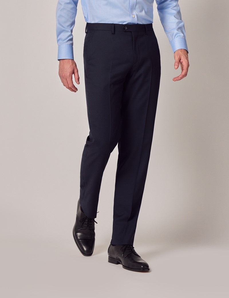 Navy Italian Cotton Linen Slim Fit Suit Pants - 1913 Collection