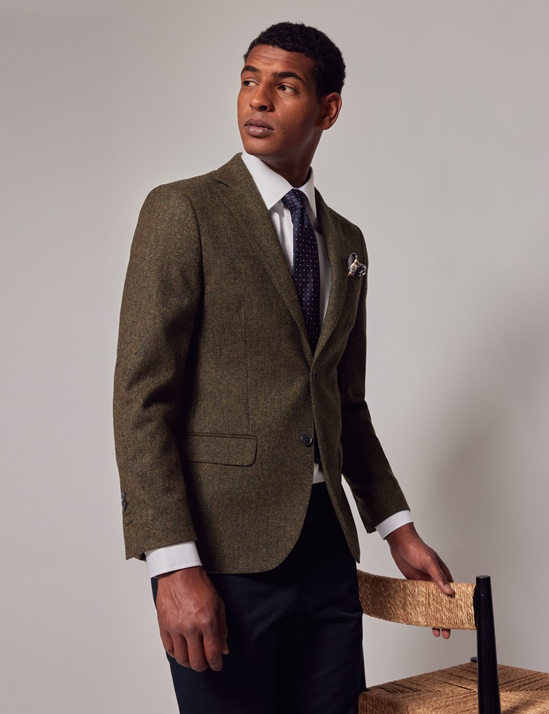Green Heritage Tweed Tailored Fit Suit Trousers