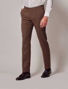 Men's Brown Tweed 1913 Collection 3 Piece Slim Suit - 1913 Collection ...